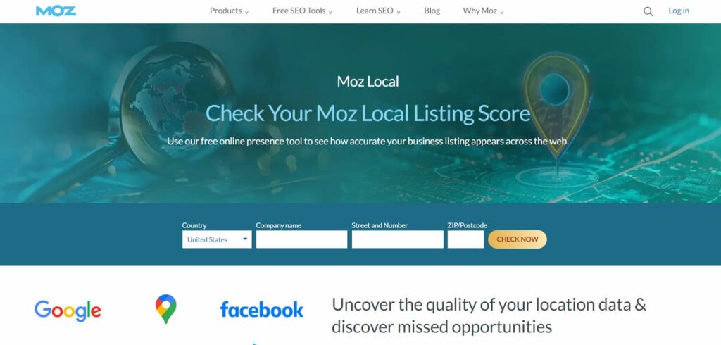 Moz Local Listing Score home page