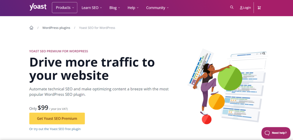Yoast SEO WordPress plug-in home page